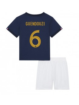 Frankreich Matteo Guendouzi #6 Heimtrikotsatz für Kinder WM 2022 Kurzarm (+ Kurze Hosen)